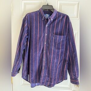 VTG Gap Men Shirt Corduroy Purple Stripe Medium Preppy Button Up Classic Y2K 90s